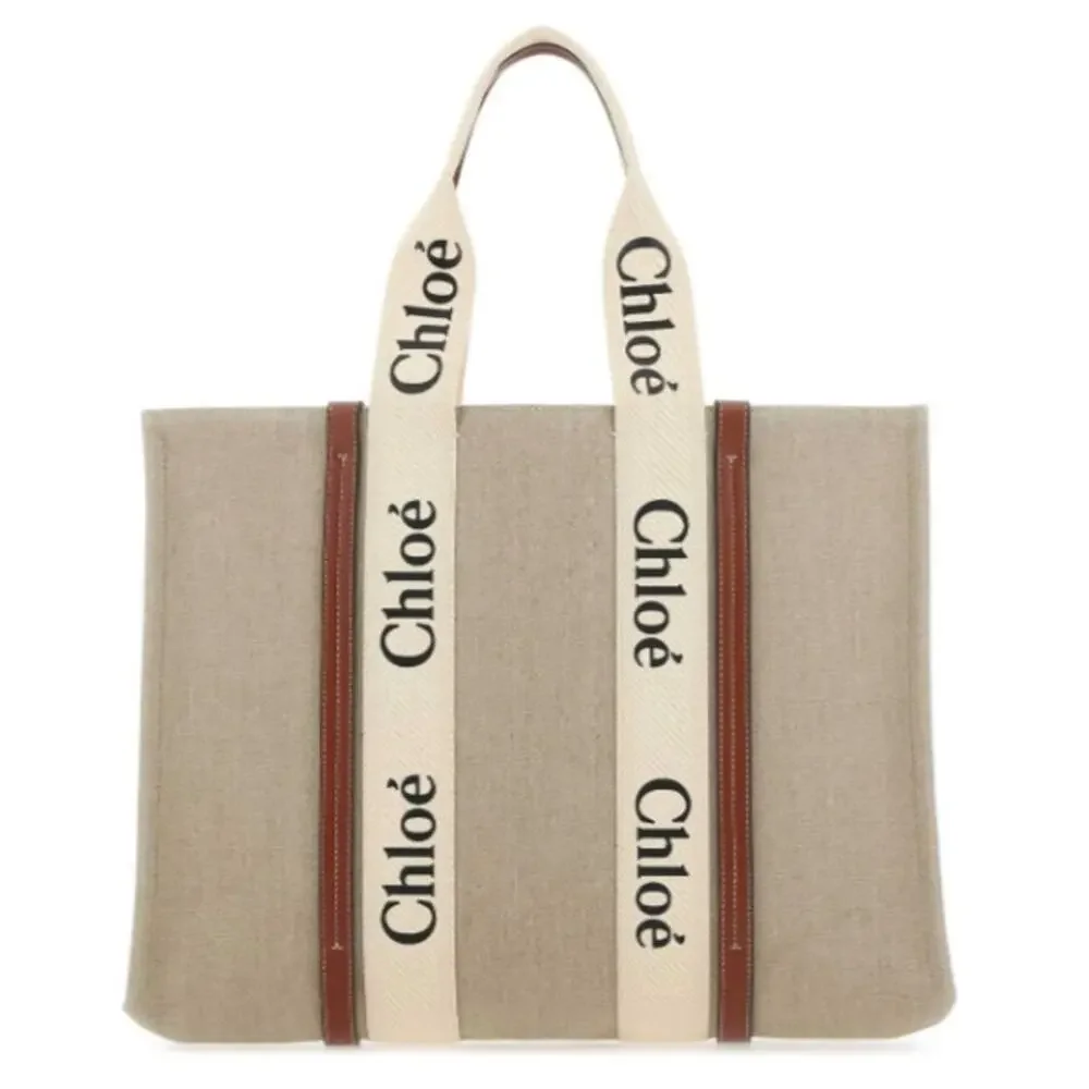 $1650 NEW CHLOE LARGE WOODY CANVAS TOTE SHOULDER BAG NWT AUTHENTIC - Picture 2 of 14